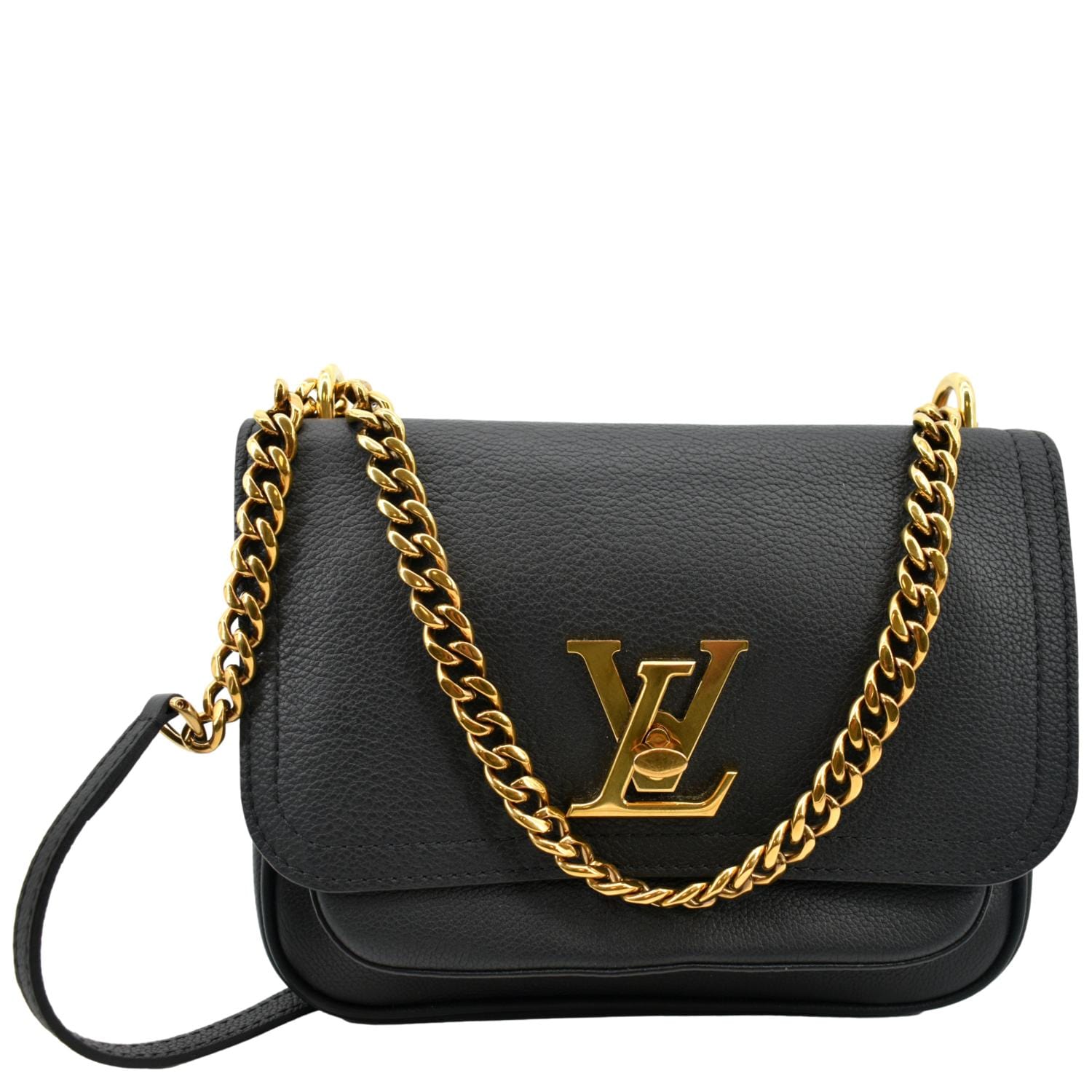 Black Louis Vuitton Cross-body Bag with Gold chain