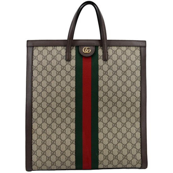Gucci 115517 brown canvas and leather monogram vertical tote bag　From Japan