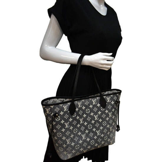 Louis Vuitton M21465 Neverfull MM Bags Denim Textile Jacquard Gray