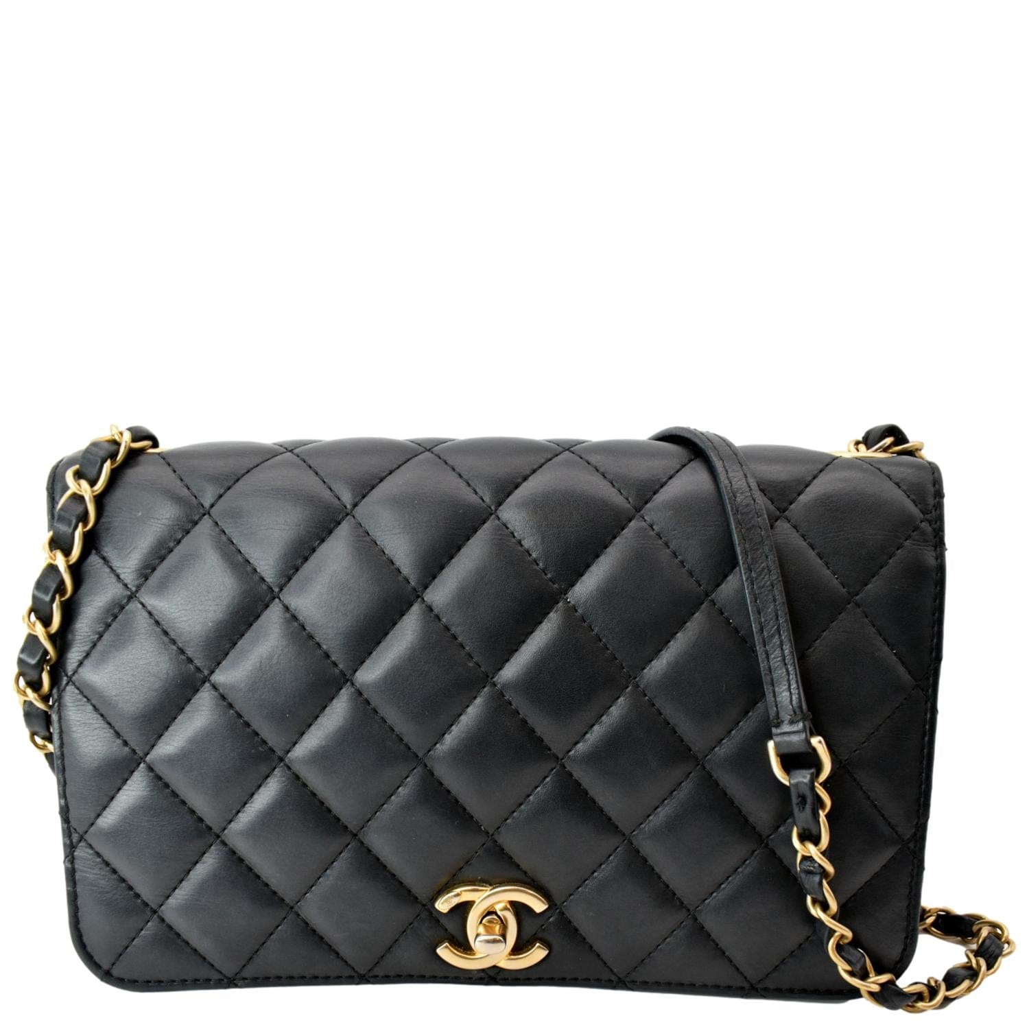 Chanel Black Perforated Leather Expandable Classic Flap Shoulder
