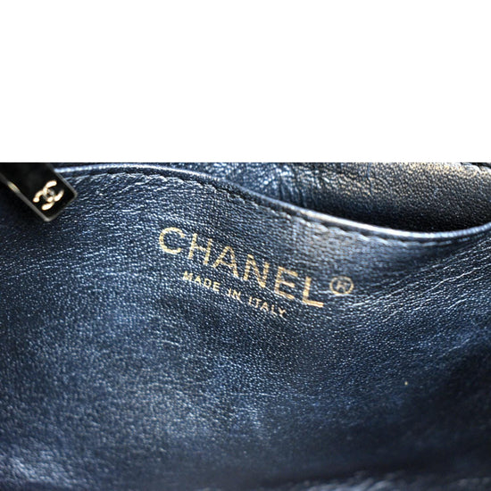 CHANEL Mini Square Flap Leather Shoulder Bag Black