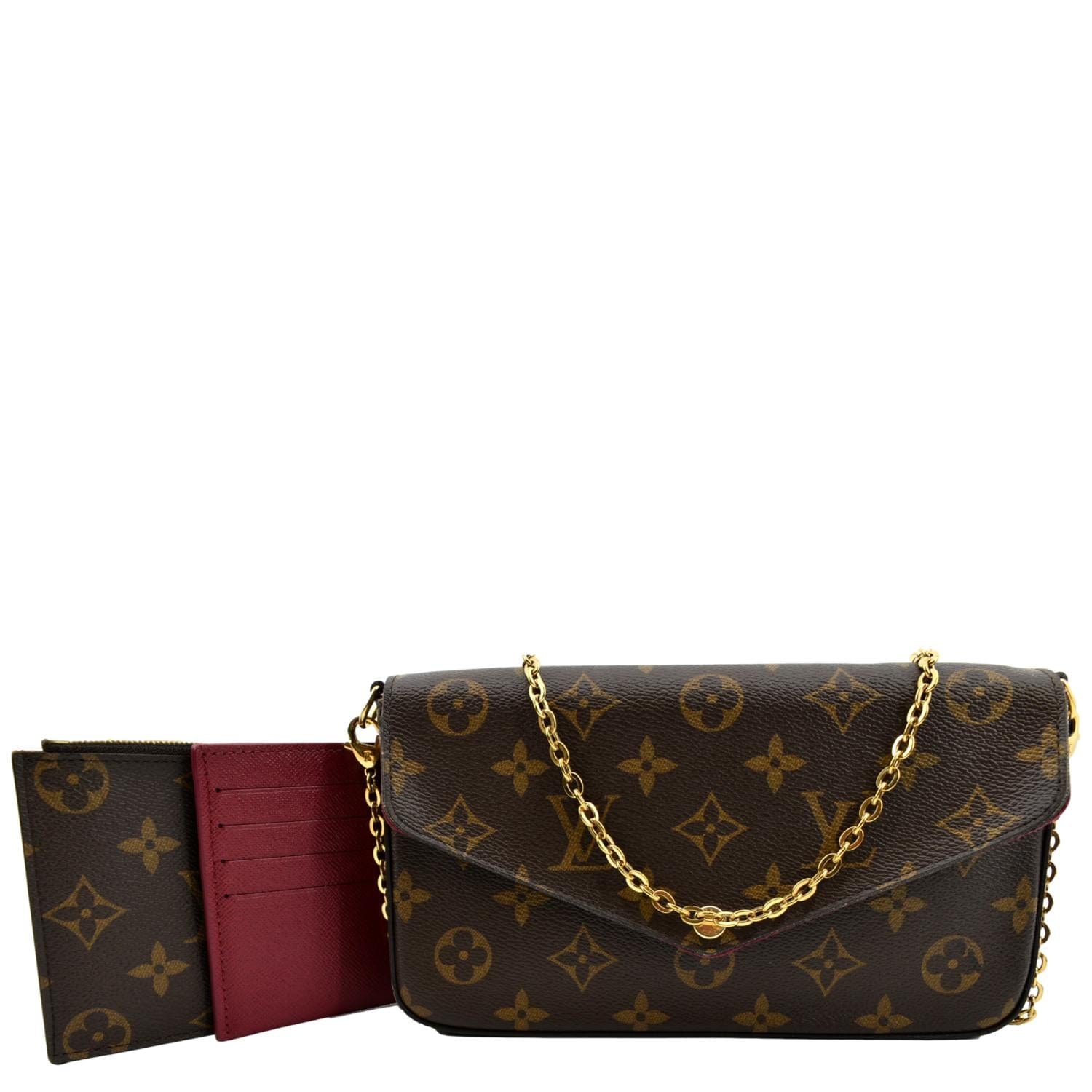 Louis Vuitton Pochette Felicie Chain Wallet Cross Body Brown