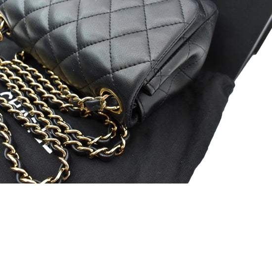 CHANEL Mini Square Flap Leather Shoulder Bag Black