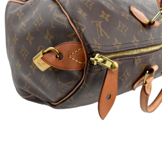 Sac Louis Vuitton speedy 40 custom monogram canvas strap Coyotte , dead or  alive by PatBo! Brown Leather Cloth ref.168654 - Joli Closet