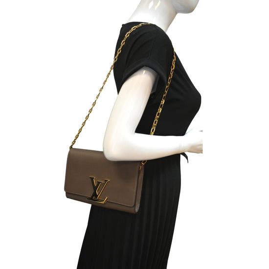 Louis Vuitton Beige Calfskin Leather Chain Louise MM Bag - Yoogi's