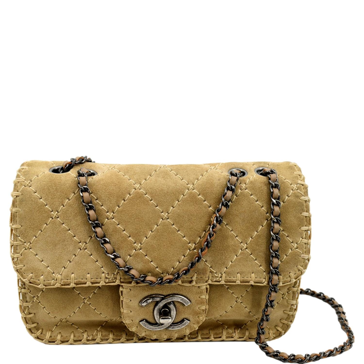 Chanel Grey Quilted Suede Whipstitch Small Flap Bag Chanel | The Luxury  Closet