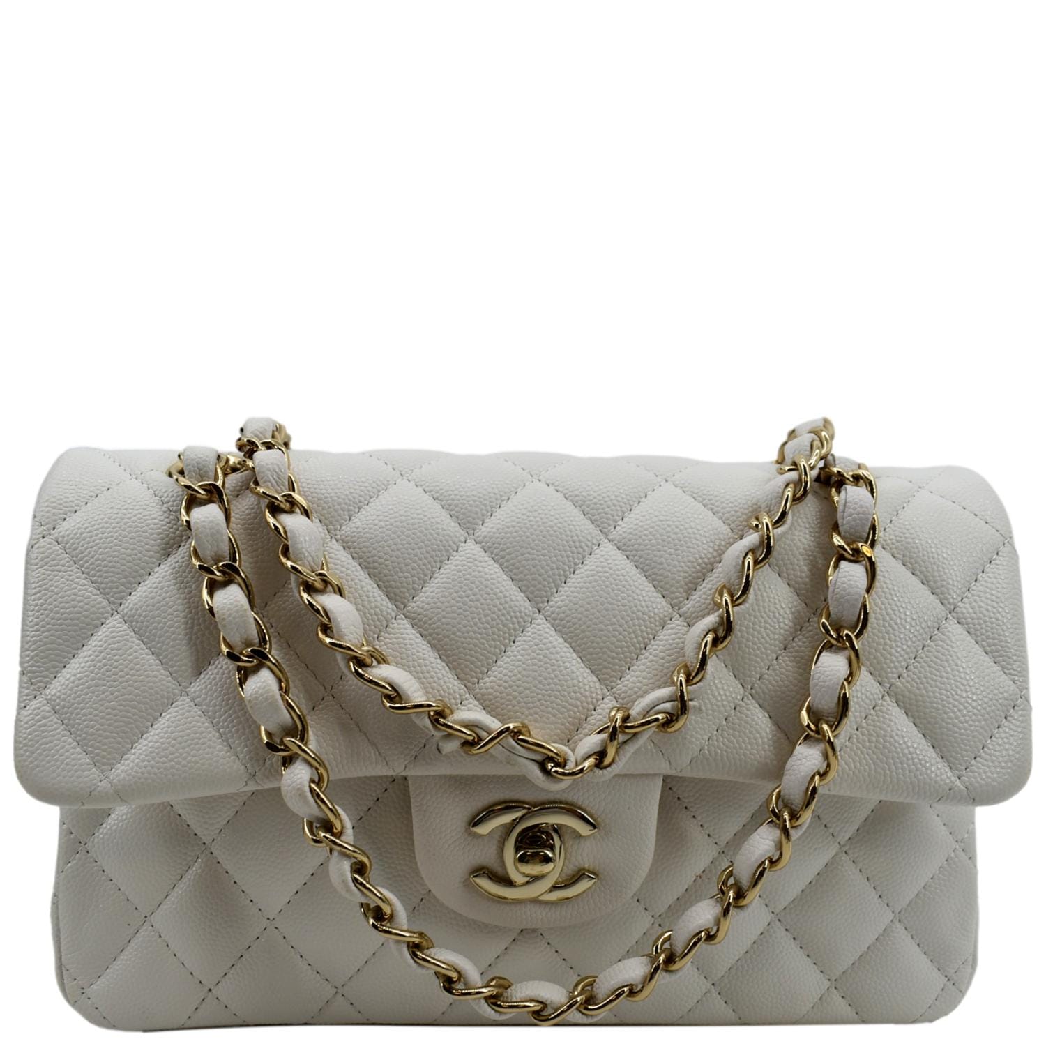 white and silver chanel bag