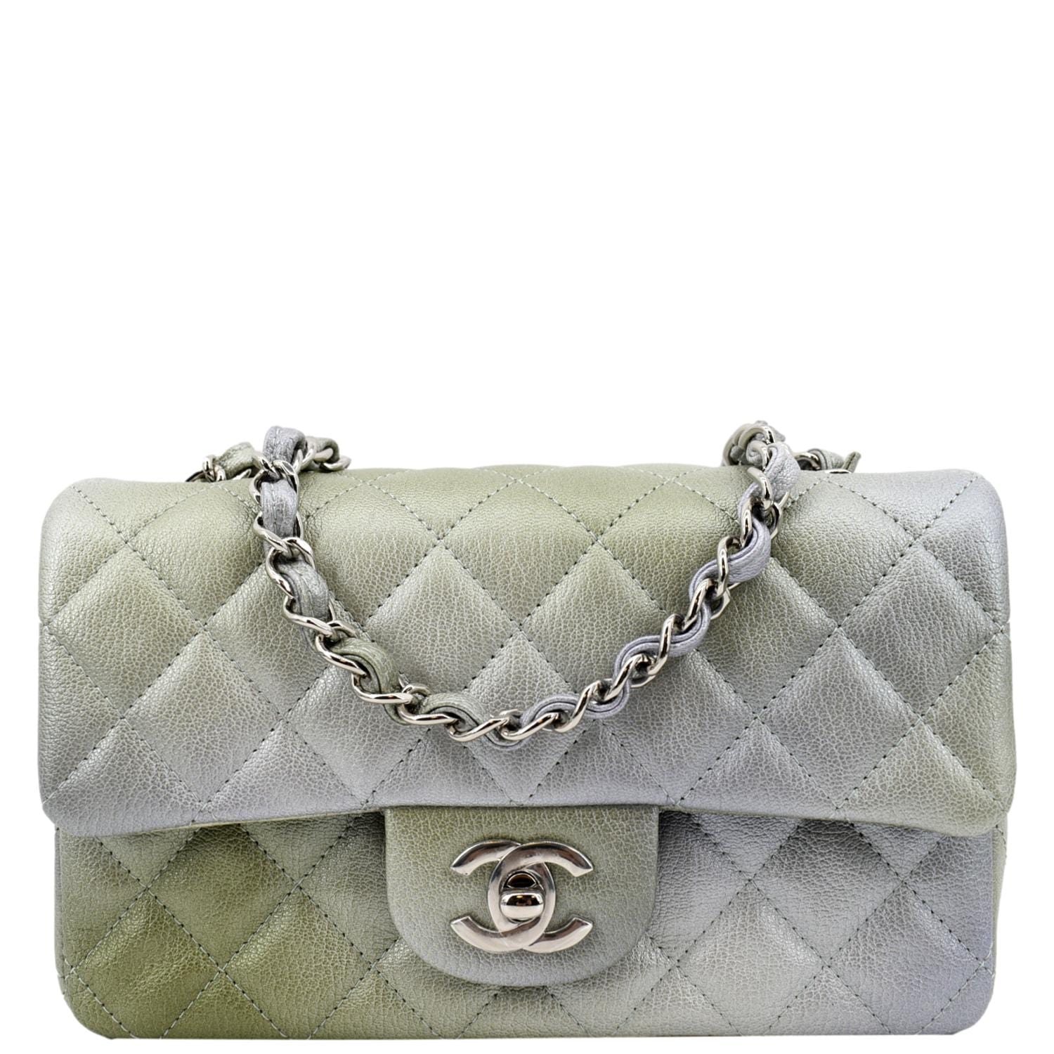 Chanel Classic Flap Iridescent Gunmetal Gray Mini Crossbody Bag