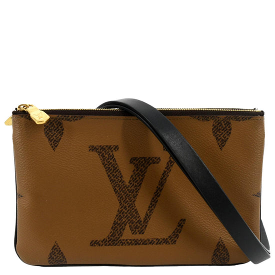 Louis Vuitton Brown Monogram PinK Double Pochette Chain Crossbody Holiday