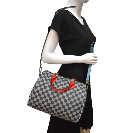 Louis Vuitton Damier Azur Speedy 30 Bandouliere White Bag - ShopperBoard