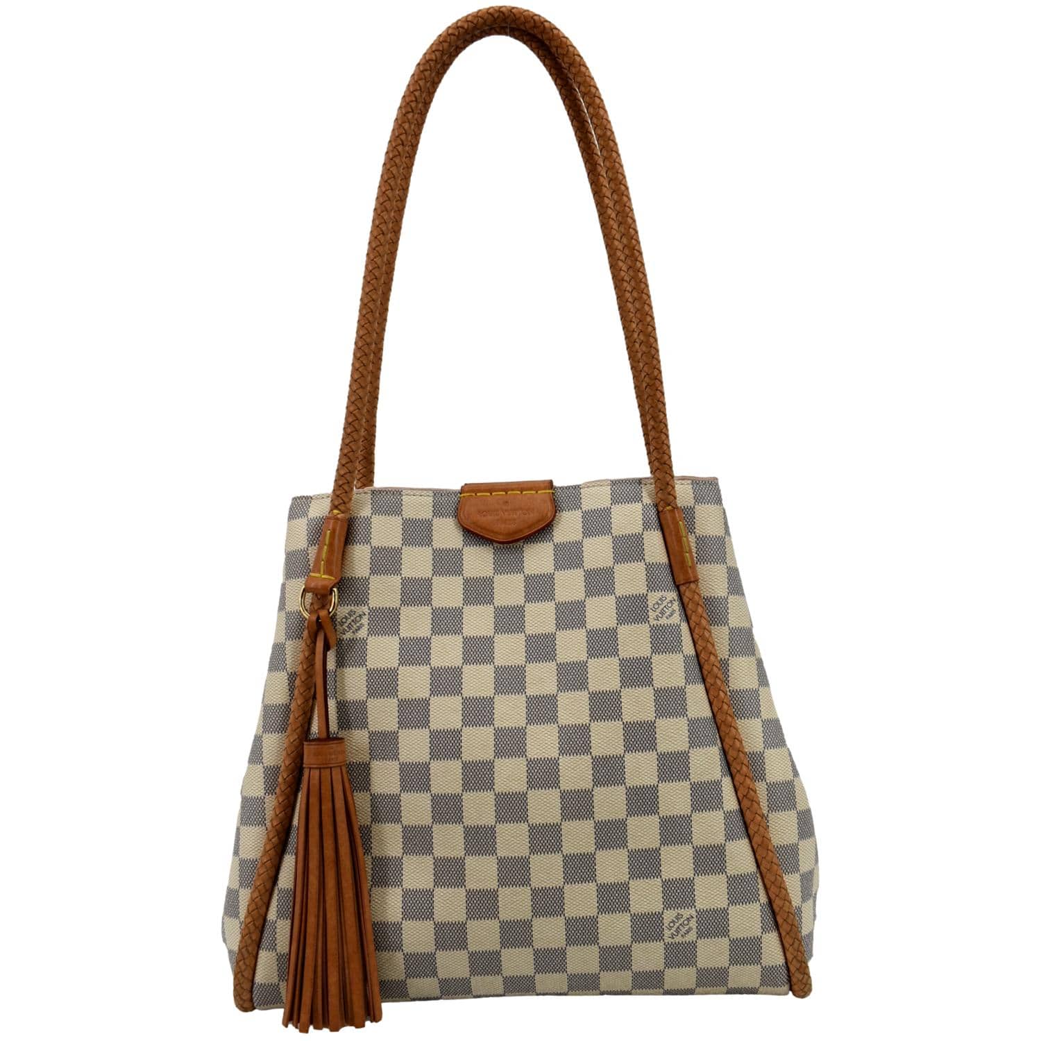 LOUIS VUITTON Propriano Damier Azur Tote Shoulder Bag White