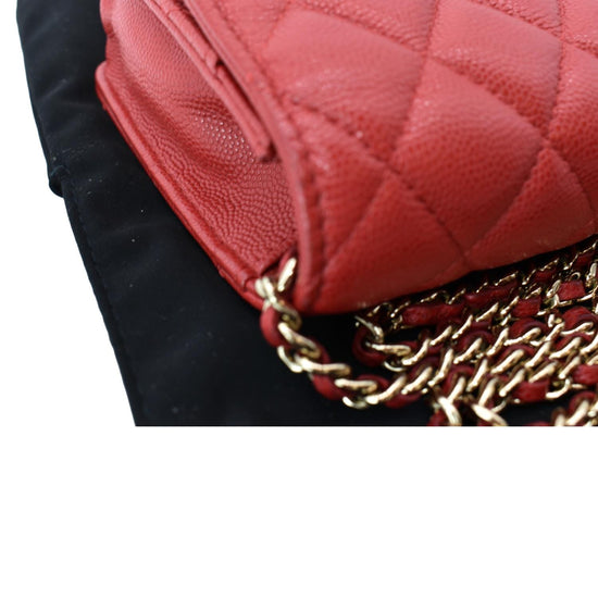 CHANEL CC WOC Caviar Leather Wallet On Chain Crossbody Bag Red