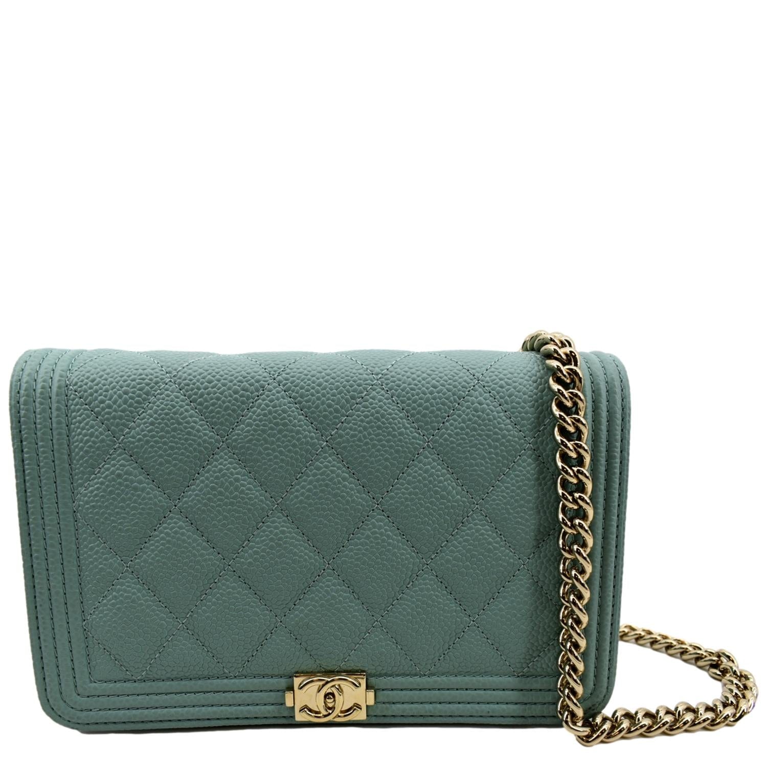 chanel green wallet on chain