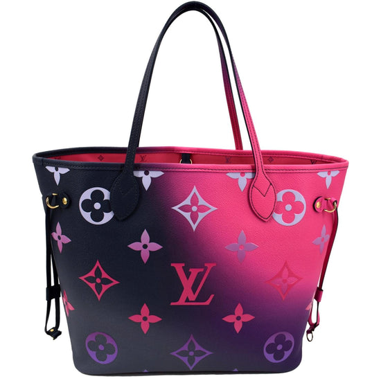 Louis Vuitton Midnight Fuschia Neverfull MM Monogram Giant Flower Bag **No  Pouch