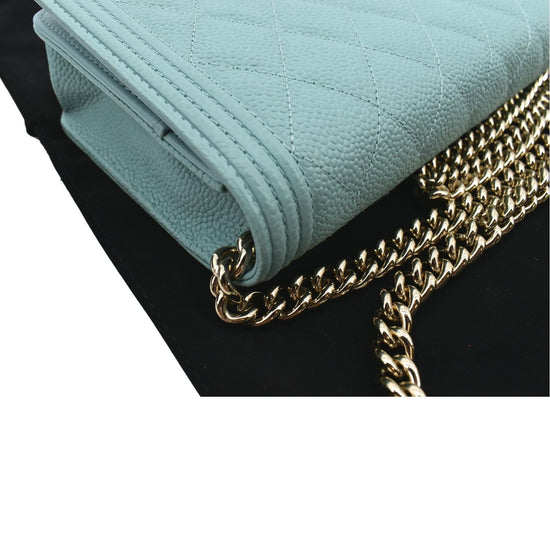CHANEL Boy Woc Caviar Leather Wallet On Chain Clutch Bag Light