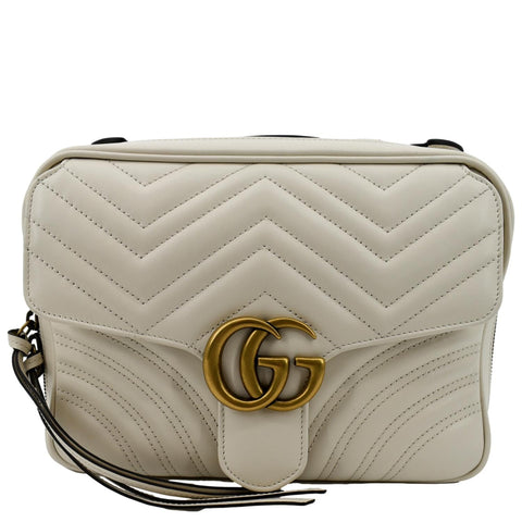 GUCCI Marmont Small Leather Top Handle Shoulder Bag White 498100  - Hot Deals