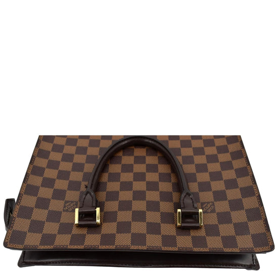 Louis Vuitton Damier Ebene Canvas Leather Sac Plat Pm Bag