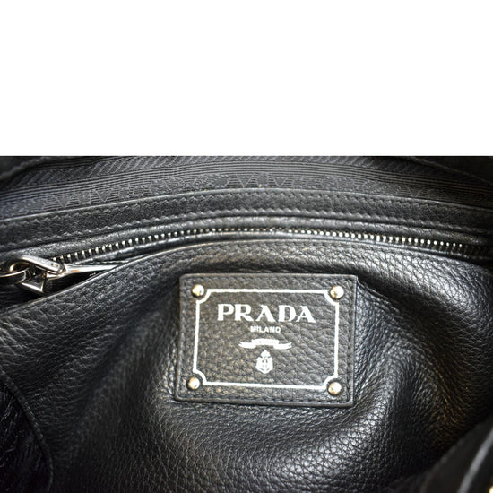 Prada Logo Bucket Messenger Bag Vitello Phenix Medium Black 2164012