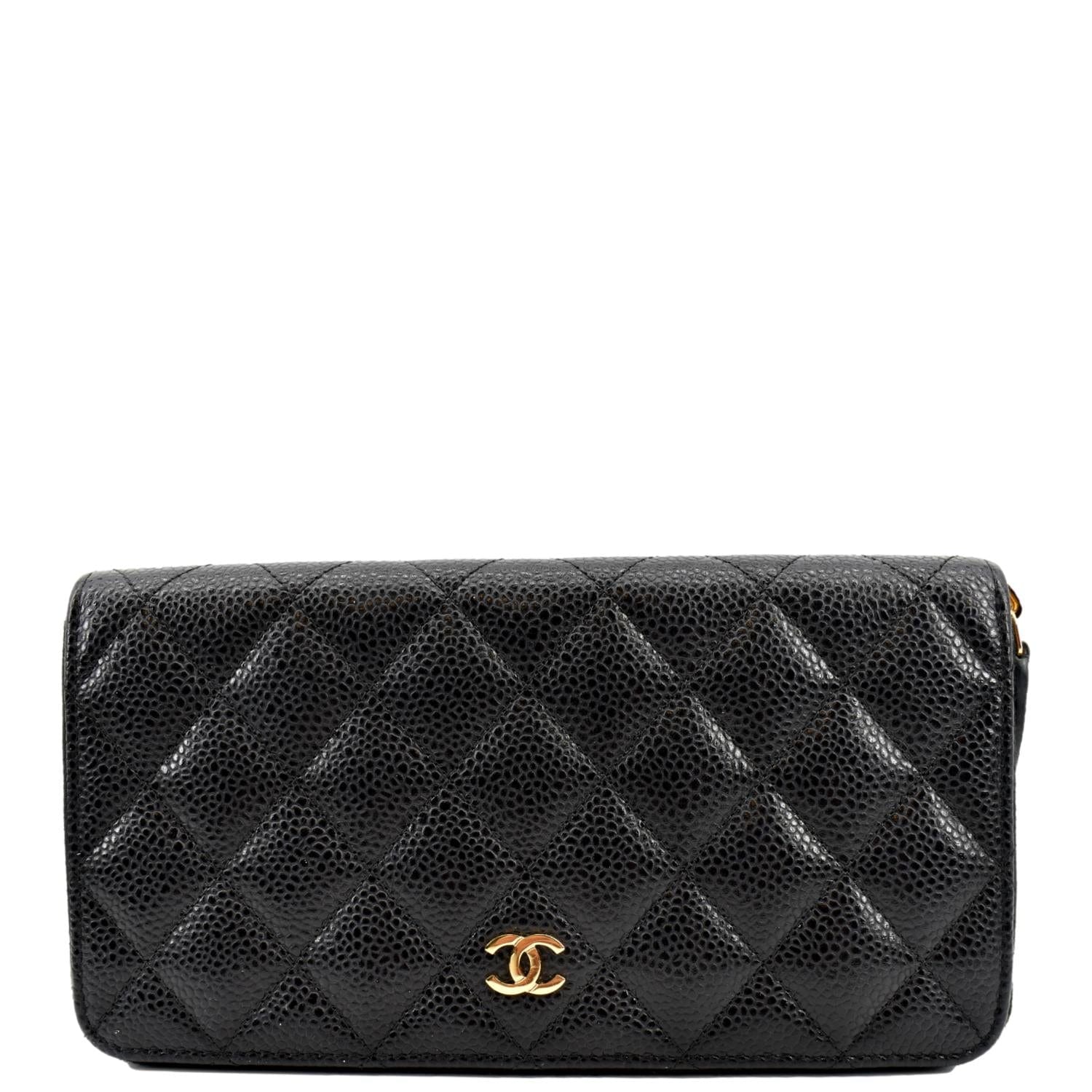 Chanel Classic Long Zippy Wallet (A50097) (2429xxxx) Black Caviar Leather,  Gold Hardware, with Card, Dust Cover & Box