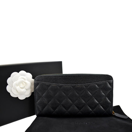 Chanel Chanel Black Caviar Leather CC Logo Long Wallet