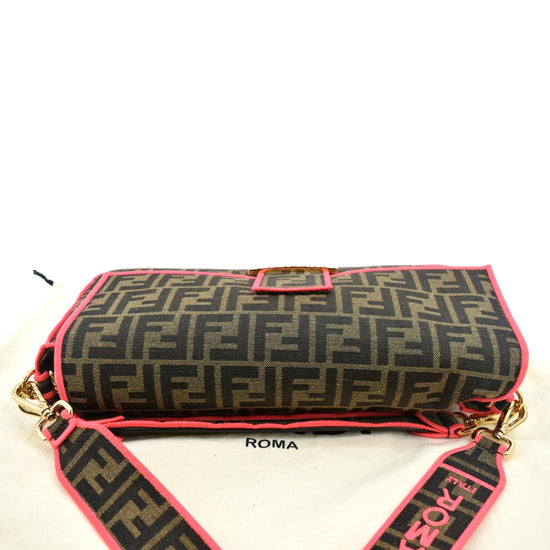 Fendi FF Roma 1974 Jacquard Canvas Shoulder Bag Pink