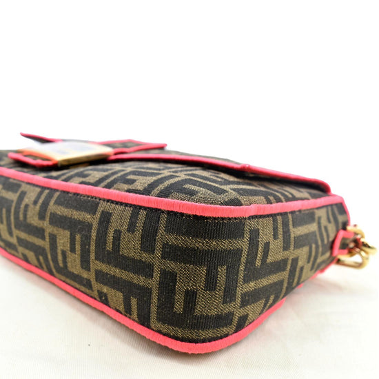 Fendi FF Roma 1974 Jacquard Canvas Shoulder Bag Pink