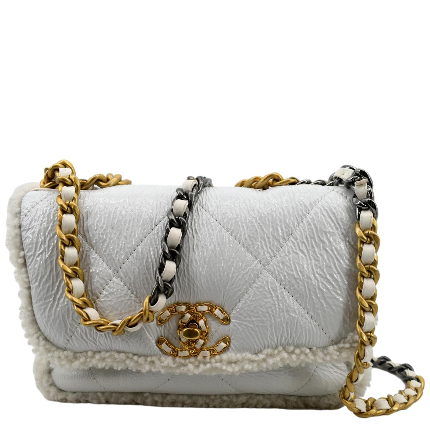 white patent leather chanel bag