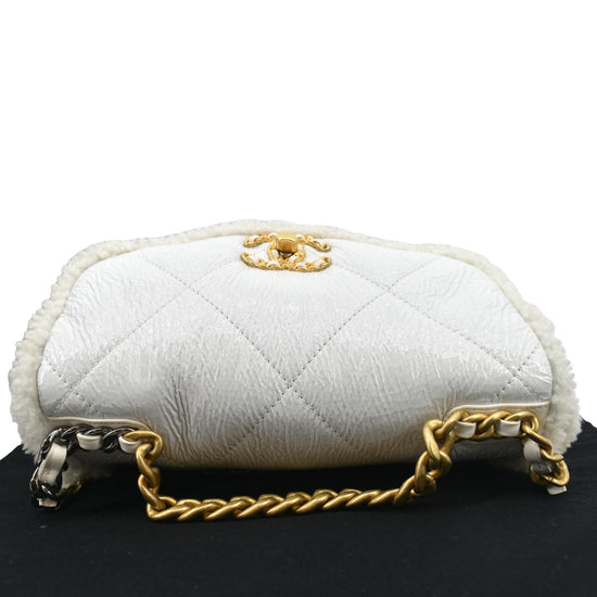 Chanel 19 Flap Shearling Patent Leather Shoulder Bag