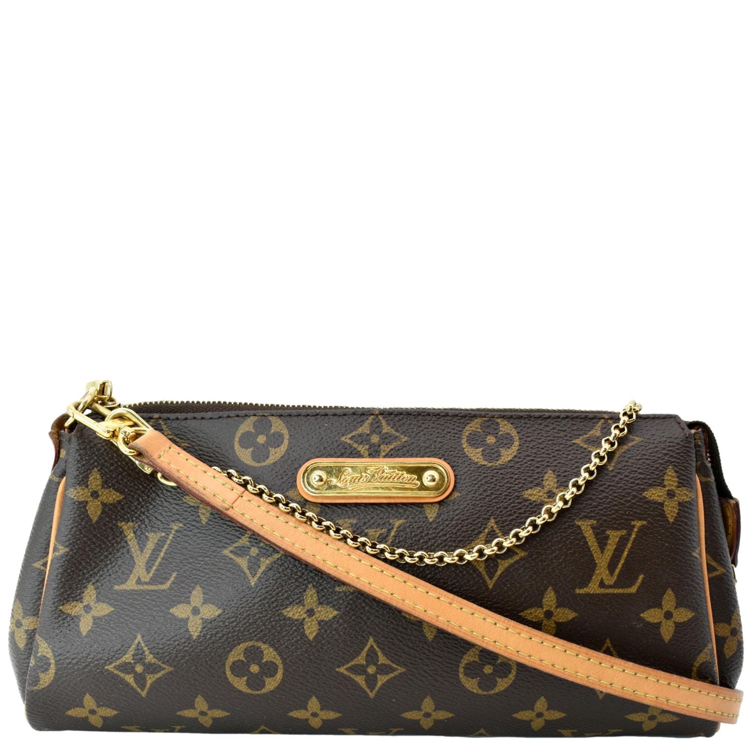 LOUIS VUITTON Eva Monogram Canvas Pochette Crossbody Bag Brown - sold