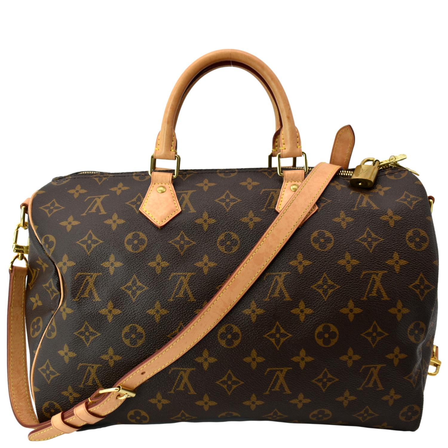 LOUIS VUITTON Speedy 35 Bandouliere Monogram Canvas Shoulder Bag Brown