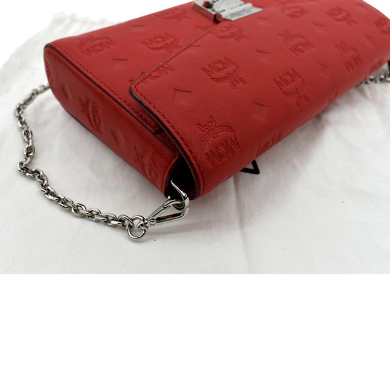 NEW MCM Pink Tracy Monogram Logo Leather Wallet on Chain Crossbody Bag For  Sale at 1stDibs