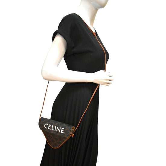 TRIANGLE BAG IN TRIOMPHE CANVAS WITH CELINE PRINT - TAN