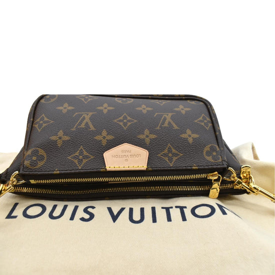 Louis Vuitton Multi Pochette Accessoires壓花牛皮混合式斜背袋(黑色)M80399, LV路易威登