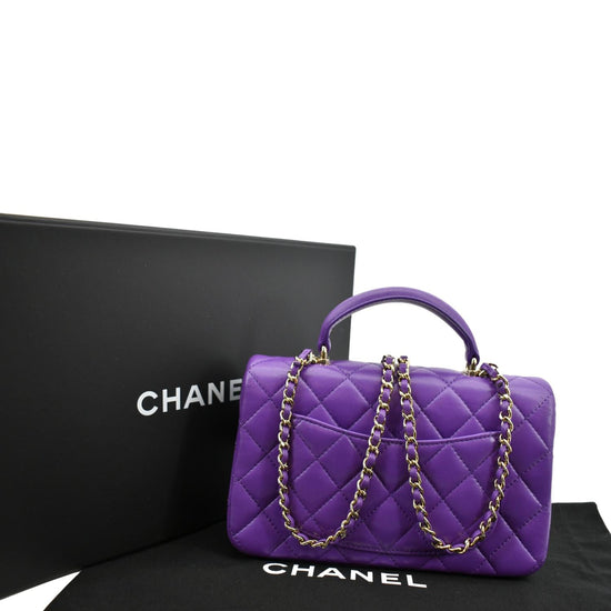 Chanel Top-Handle Flap Bag in Purple Leather — UFO No More