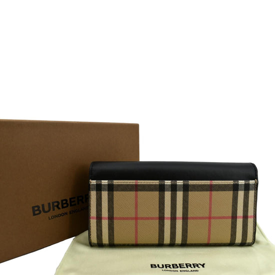 wakker worden cocaïne omvatten Burberry Continental Vintage Leather Check Wallet Black