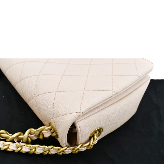 CHANEL Medium Fashion Therapy Flap Quilted Caviar Crossbody Bag Nude