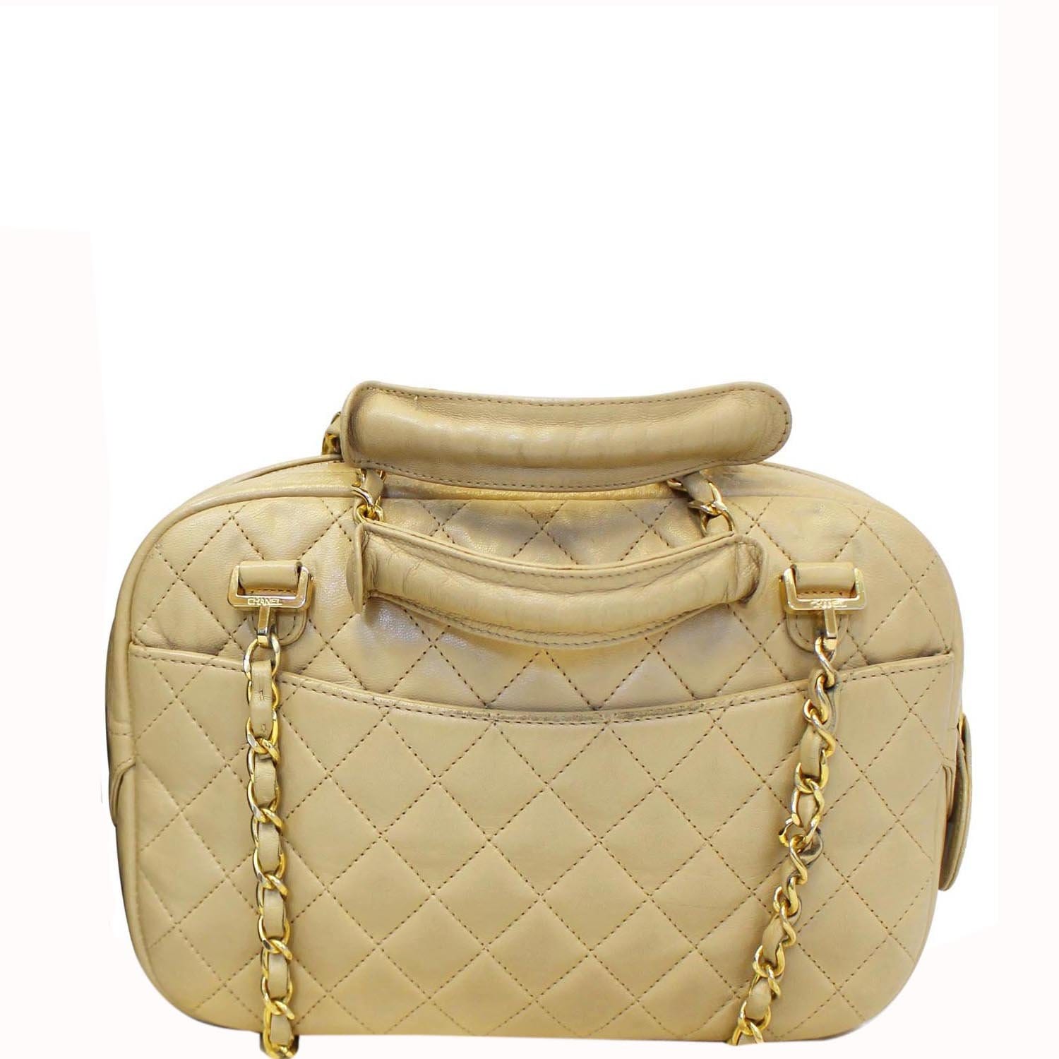 CHANEL Beige Lambskin Leather Camera Shoulder Bag-US