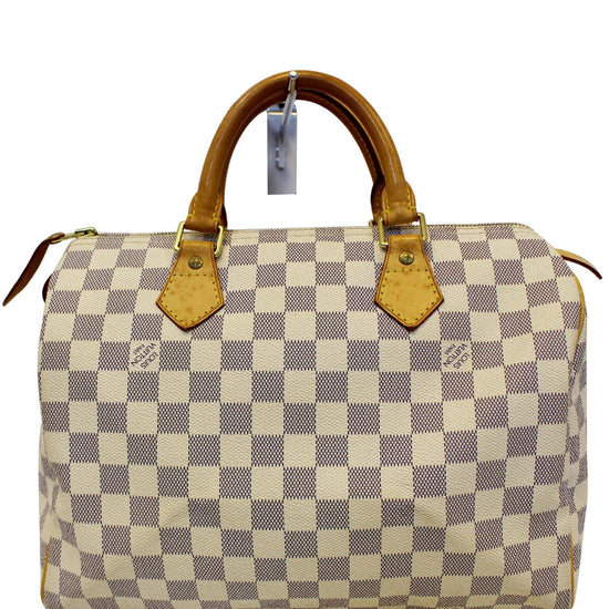 Louis Vuitton Speedy 30 White Damier Azur Hand Bag Made In France