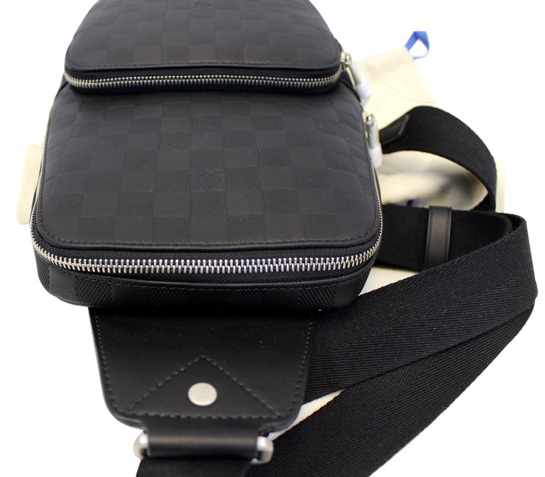 LOUIS VUITTON Onyx Damier Infini Leather Avenue Sling Backpack Bag TT2237