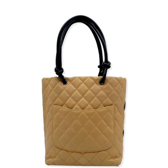 CHANEL Calf Leather Cambon Ligne Brown Quilted Tote Bag Handbag #2504  Rise-on