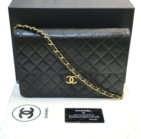 CHANEL Lamb Skin Matelasse 25 Chain Black Shoulder Bag