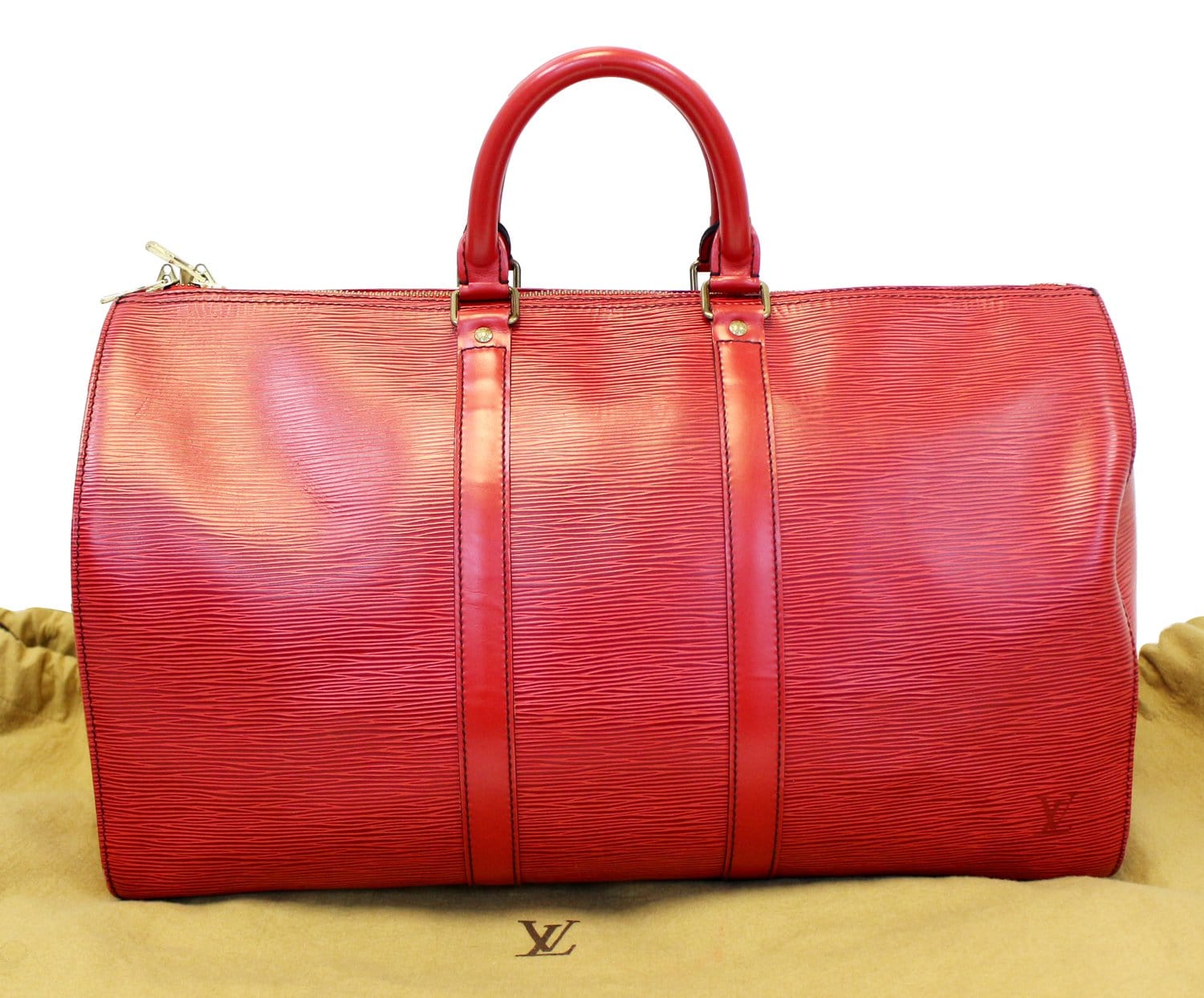 LOUIS VUITTON Epi Leather Red Keepall 45 Boston Bag - 20% OFF