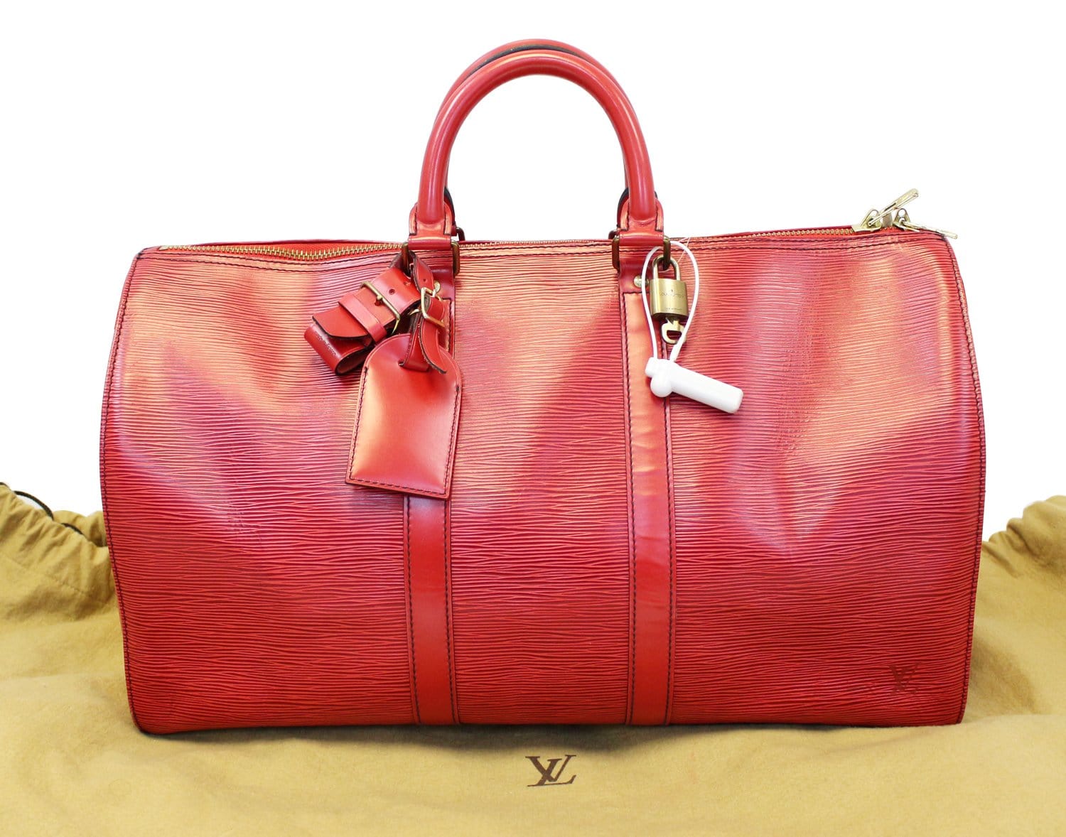 LOUIS VUITTON Epi Leather Red Keepall 45 Boston Bag - 20% OFF