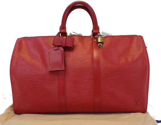 Pre-loved Louis Vuitton Keepall Leather 45 Travel Bag Red Epi