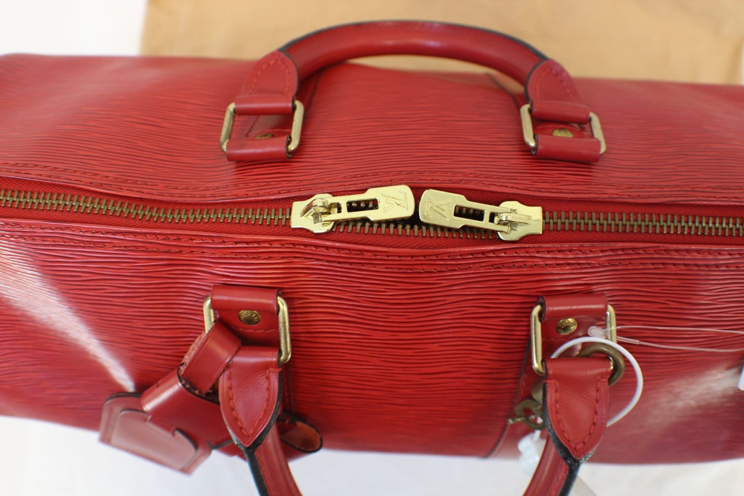 Authentic LOUIS VUITTON Epi Leather Red Keepall 45 Boston Bag TT1438