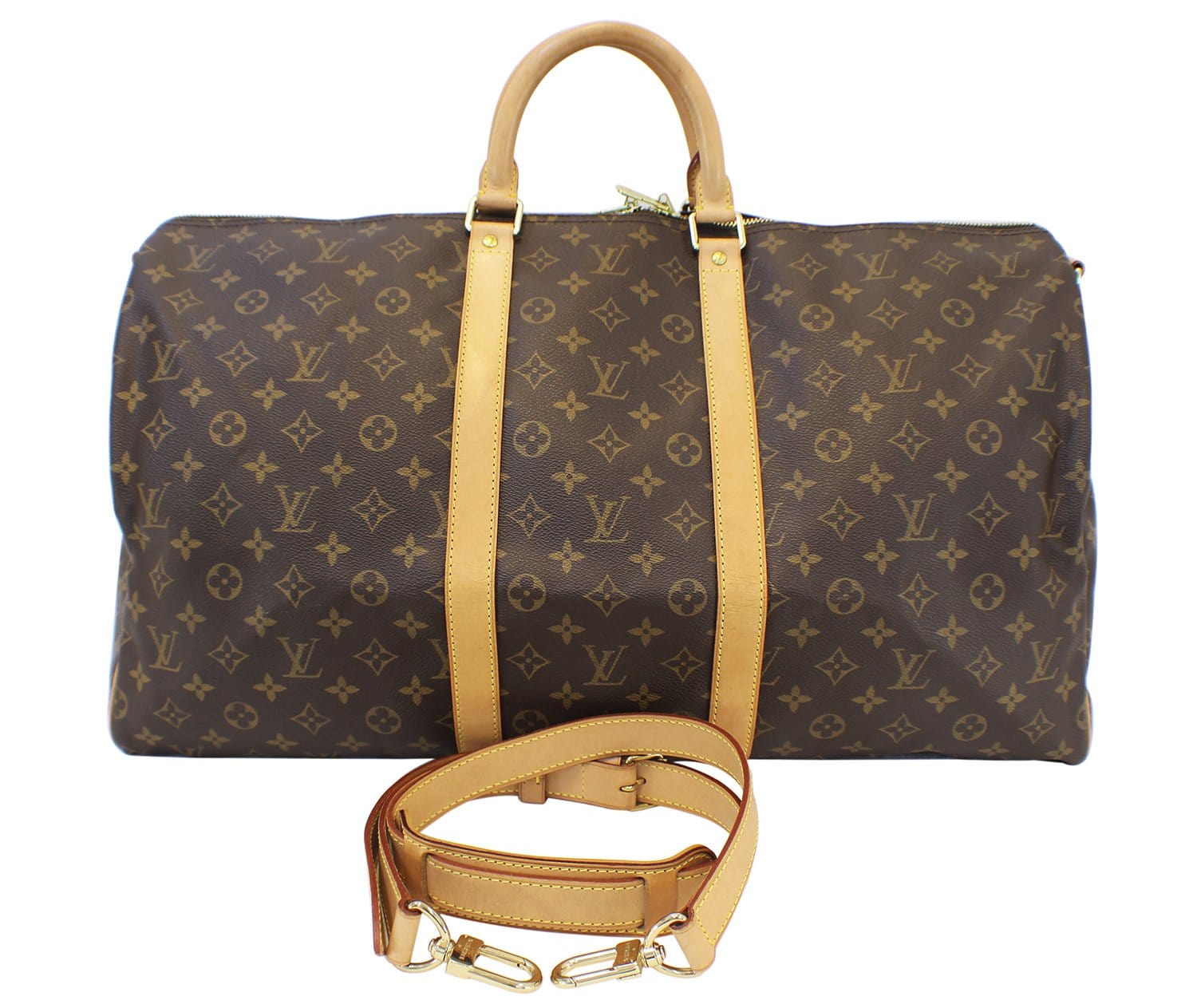 Louis Vuitton LV Boston Bag Keepall Bandouliere 50 Brown Monogram 1151693