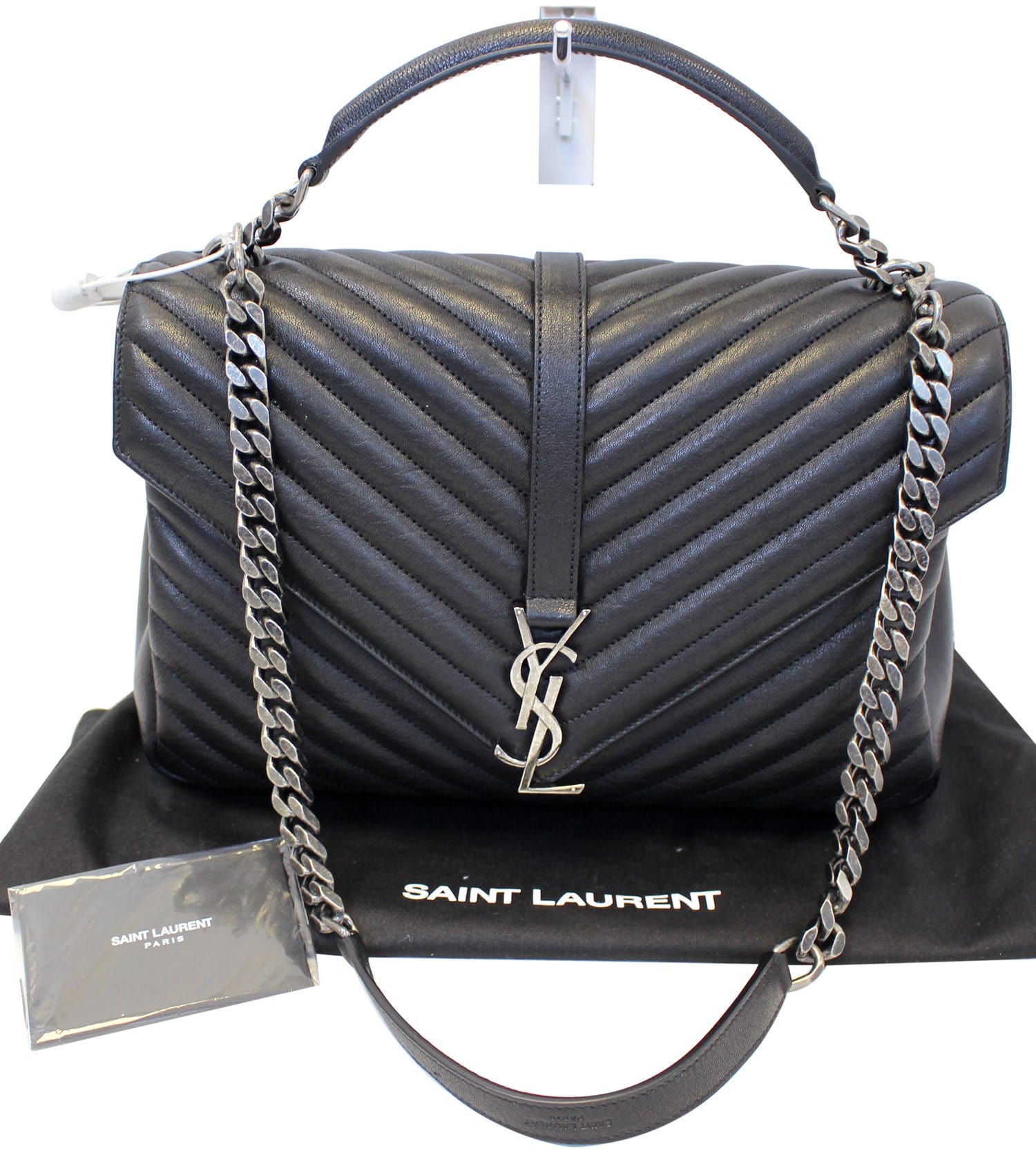 SAINT LAURENT Monogramme Envelope metallic leather shoulder bag