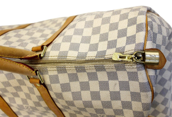 White Louis Vuitton Damier Azur Keepall 50 Travel Bag – Designer Revival