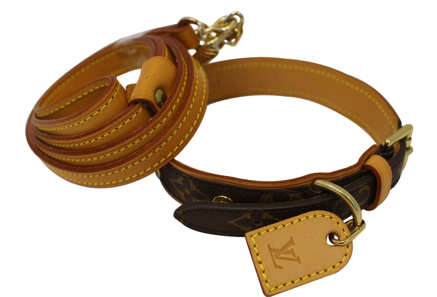 Chewy Vuitton Dog Collar & Lead With Bow