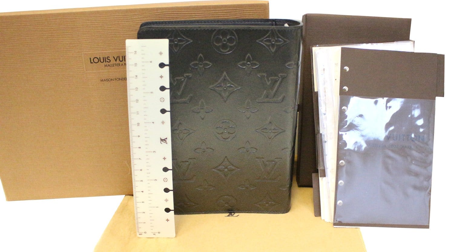 LOUIS VUITTON Mat Agenda MM Day Planner Cover Black